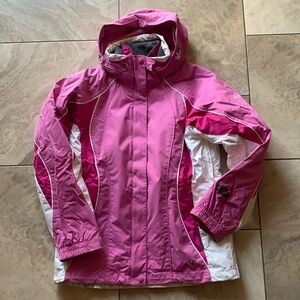 Columbia double lined snow jacket | pink and white